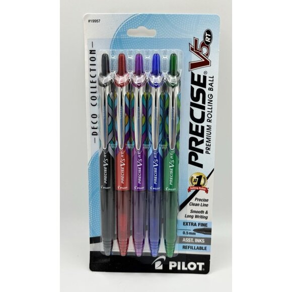 Pilot Other - Pilot Precise V5 Pens Deco Collection RT Refillable & Retractable Rolling Ball P